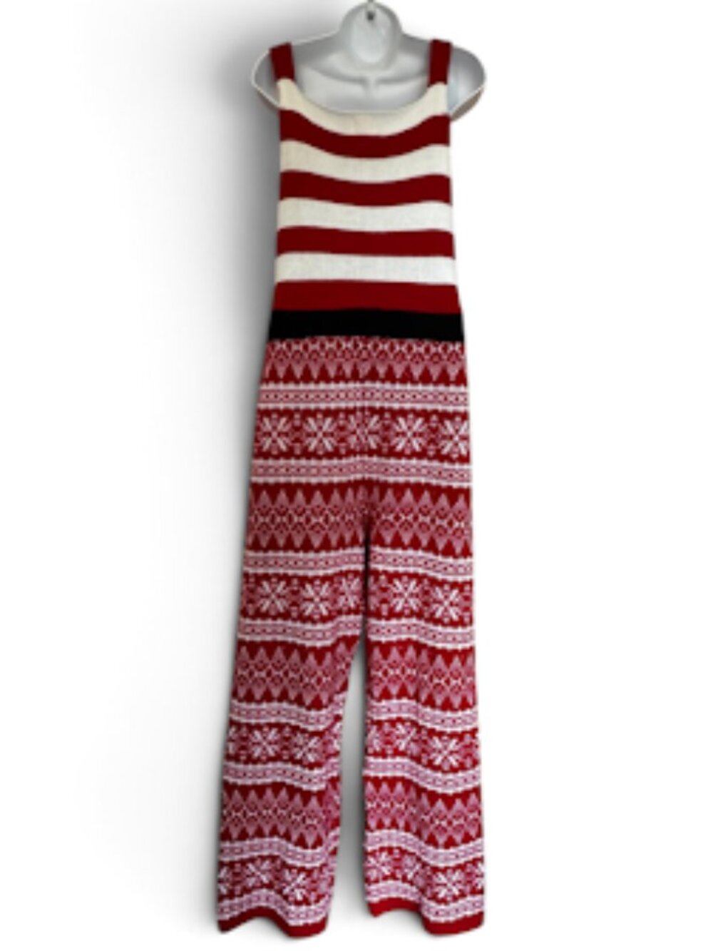Born Famous Women's Ugly Christmas Fair Isle Knit Jumpsuit. XL. - Picture 7 of 8
